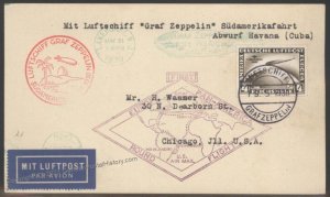 Germany 1930 Graf Zeppelin SAF Si57FF 4RM South America Havana Flown Cove 103430