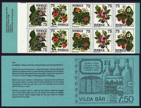 Sweden 1215-1219a booklet,MNH.Michel 994-998 MH62. Wild Berries,1977.