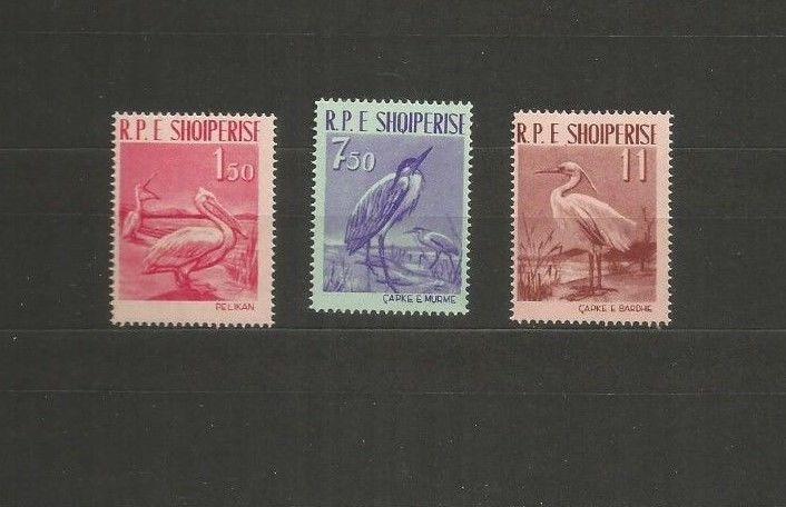 ALBANIA 1961 PELICANS SCOTT 592-4 MNH SCV $23