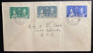 1938 Turks & Caicos Island Cover King George VI Coronation KG6