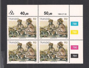 SOUTH AFRICA - TRANSKEI SC# 150  CONTROL BK/4  #788-91   FVF/MNH  1984