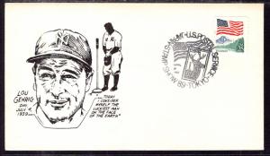 US Lou Gehrig Baseball Japan Stamp Show 1989 Cover