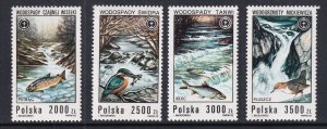 Poland #3086-3089 MNH 1992 waterfalls