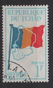 Chad 1966 - Scott o1 used - 1fr, Flag & map