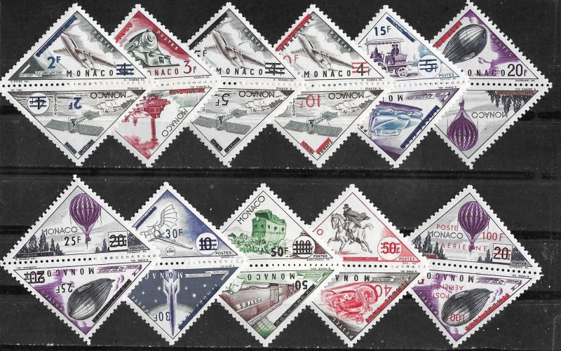 Monaco # 371-390,C49-50  Early Transportation   (22)  VLH Unused