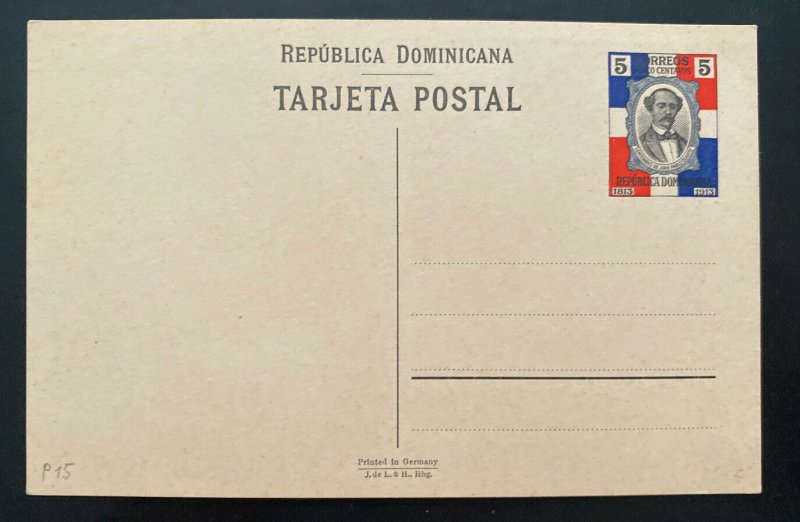 Mint Dominican Republic Stationery Postcard 1913 Juan Pablo Duarte Centenary 