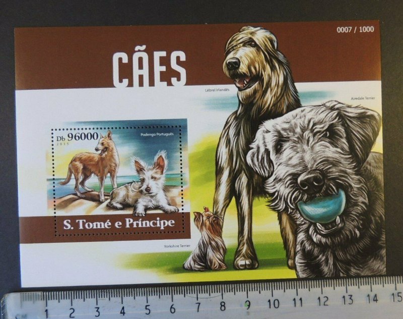 St Thomas 2015 dogs animals airedale yorkshire terrier s/sheet mnh 