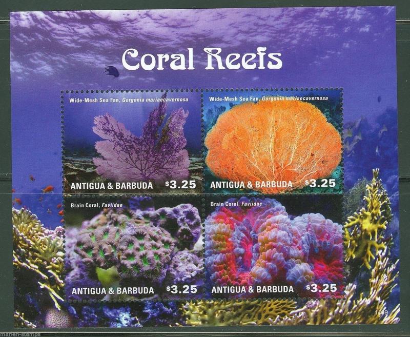 ANTIGUA CORAL REEFS   I  SHEET OF FOUR MINT NH 