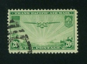 US 1937 20c green Transpacific Issue, Scott C21 used, Value = $1.75