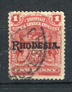 RHODESIA; 1905 early Springbok Optd issue fine used 1d. value