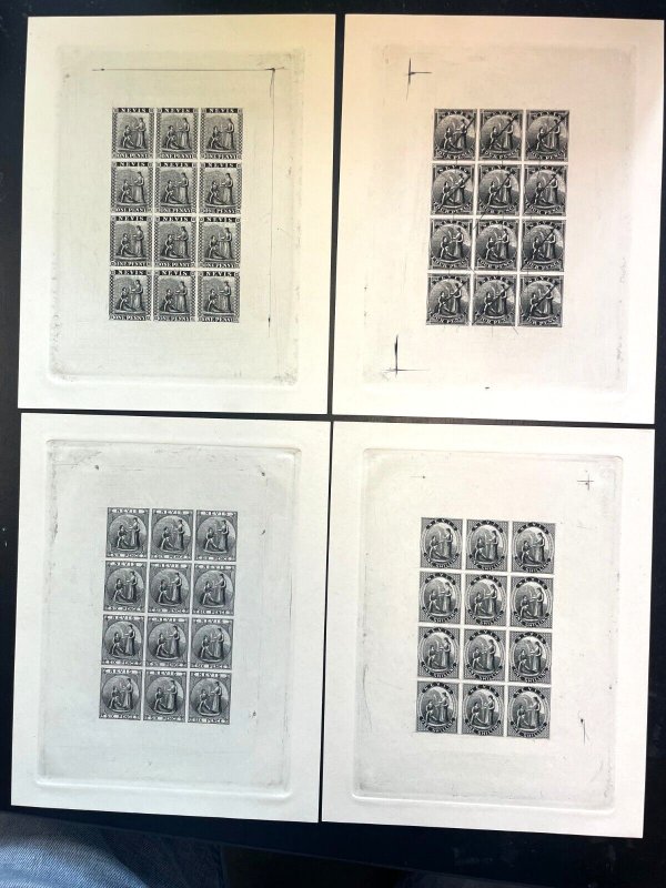 Nevis #1P - #4P 1861 Extra Fine Proof Sheets Of Twelve In Black A Showpiece Set