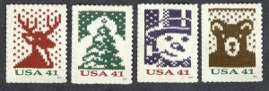 United States #4207-10 41¢ Holiday Knits (2007). 4 singles. MNH