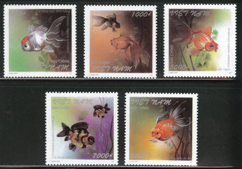 North Viet Nam Scott 2742-46 MNH** 1997 Imperf Goldfish set