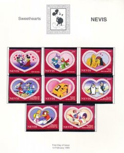 DISNEY NEVIS 886-893 MINT NH SWEETHEARTS