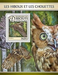 2017 Djibouti Mnh  Owls. Michel Code: 1482 / Bl.568  |  Scott Code: 1140