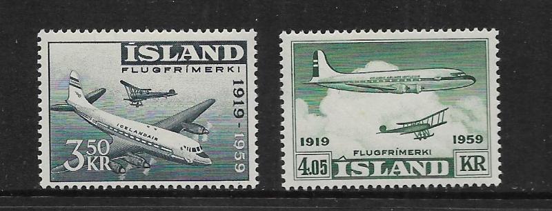 ICELAND, C30-C31, MINT HINGED, SKY MASTER & PLANE