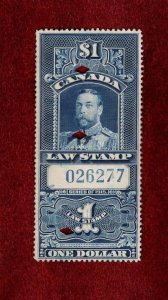 CANADA 1915 KGV $1 LAW REVENUE STAMP van DAM # FSC17a