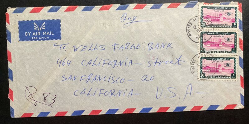 1969 Kabul Afghanistan Airmail Cover to Wells Fargo Bank San Francisco CA USA