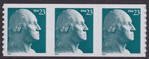 US 3475A George Washington 23c coil strip BCA (3 stamps) MNH 2001