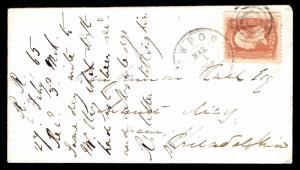 03/01/1865 U.S.#65 ON COVER NEWPORT, RI TO PHILADELPHIA, PA (ESP#084)