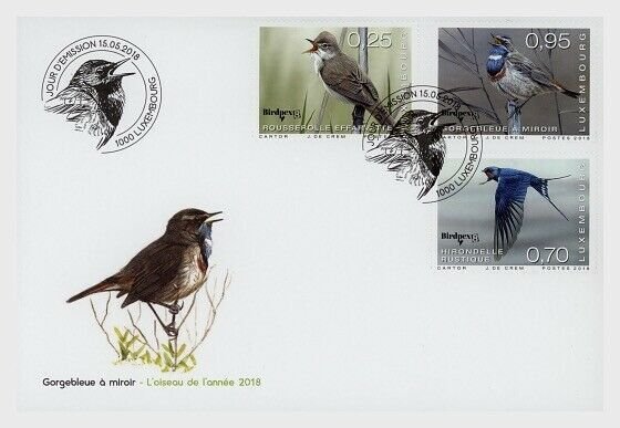 2018 LUXEMBOURG -  RARE BIRDS  - SET ON  FIRST DAY COVER