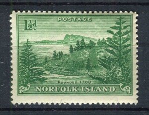 NORFOLK ISLAND; 1947 early Ball Bay issue fine Mint hinged Shade of 1.5d. value