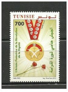2012- Tunisia- 56 th Anniversary of the National Army- Flag- Rose- Set 1v.MNH** 