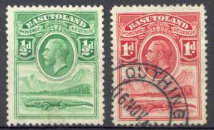 Basutoland Sc# 1-2 Used 1933 KGV Crocodile & River Scene