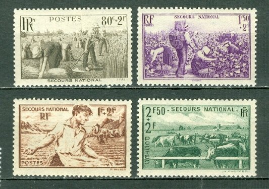 FRANCE 1940 FARMING #B104-107 SET MINT NO THINS