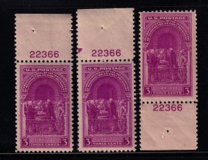 1939 Washington Inauguration Sc 854 MNH matched set plate number 22366 (N