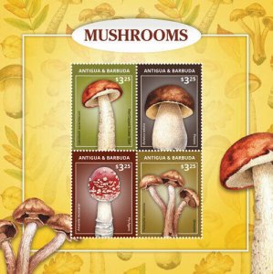 Antigua and Barbuda - 2015 - Mushrooms Sheet I with 4 Stamps - MNH