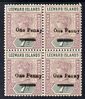 Leeward Islands 1902 QV Surcharged 1d on 7d block of 4 th...