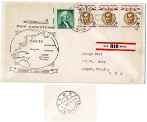 USA PanAm cover Guam to Jakarta 1959