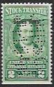 US IRS Stock Transfer Series 1949  used. Perfin