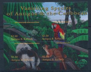 [32946] Antigua & Barbuda 2001 Wild Animals Iguana Parrot Monkey MNH Sheet