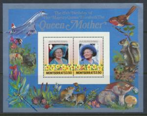 Montserrat  MS Life & Times of Queen Elizabeth Queen Mother - 1985  w/ Concorde