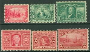 USA : 1904-09. 6 different commemorative. All Fresh & Mint Never Hinged Cat $307