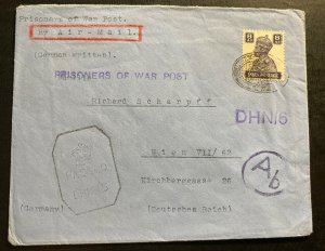 1940s Dehra Dun India POW Prisoner Of War Camp Cover to Vienna Germany Scharpff