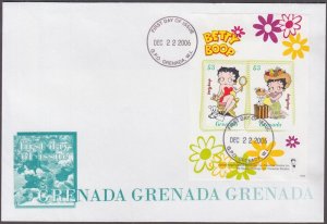 GRENADA Sc #3628a-b FDC SHEETLET of 2 BETTY BOOP ANIMATED CARTOON