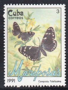 CUBA Sc# 3288  BUTTERFLIES butterfly 3c 1991  MNH