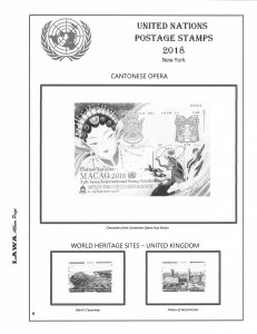 2018 UNITED NATIONS  ISSUES SUPPLEMENT – LAWA Album Pages