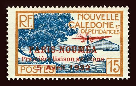 NEW CALEDONIA Scott #187 1933 Paris-Noumea overprint OG VLH