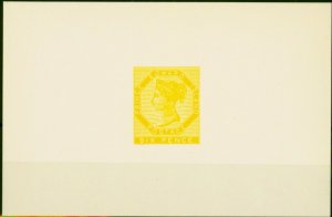 Prince Edward Is 1962 6d Yellow Re-print Die Proof on Smooth Card Fine & Fres...