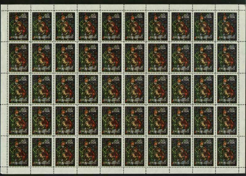 Denmark. Southslesvig Christmas Sheet 1974 MNH Folded.  Mosaic The Holy Family