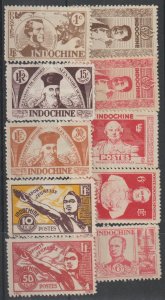 Indo China SC 227-8, 230-2, 237, 238-9, 241-2 Mint Hinged