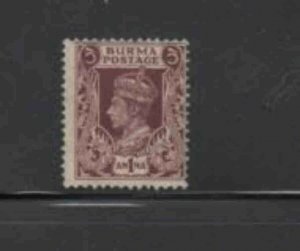 BURMA #22 1938 1a KING GEORGE VI F-VF USED