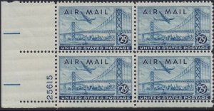 C36a Golden Gate Bridge and Airplane Plate Block MNH