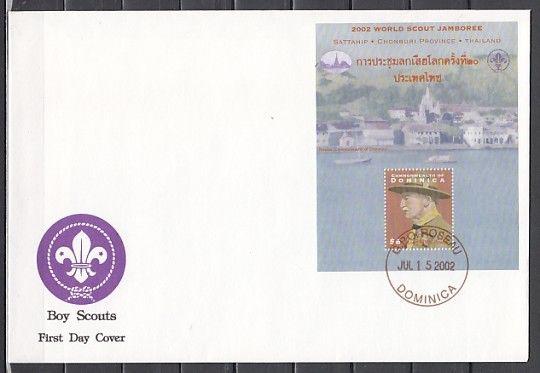 Dominica, Scott cat. 2377. Scout Jamboree s/sheet. First day cover.