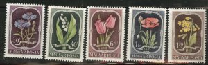 HUNGARY Scott 974-978 MNH** 1951 Flower set