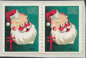 US Christmas Seals 1951 pair on piece